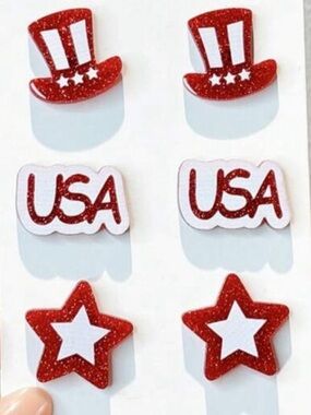 USA Acrylic Stud Earring Set